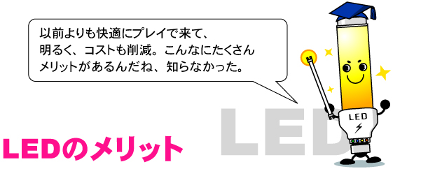 LED照明のメリット、以前よりも快適にプレイで来て、明るく、コストも削減。 