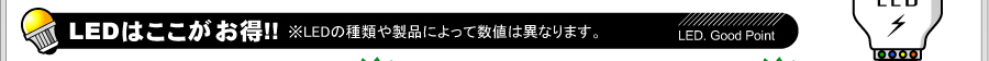 LEDはここがお得!!※LEDの種類によって数値は異なります。