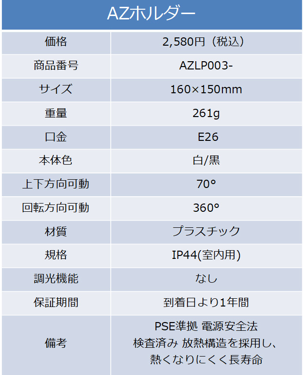 ＡZホルダー　製品仕様