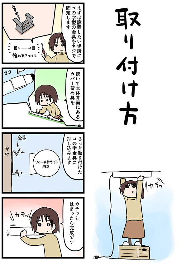取付金具×２　取付ネジ×２　を使った 固定使用の方法